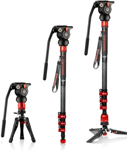 Miniatura 15 de IFOOTAGE Cobra 3 Strike A150S - Soporte monopie para cámara con pedal, monopie de elevación de un toque con liberación rápida para fotografiar