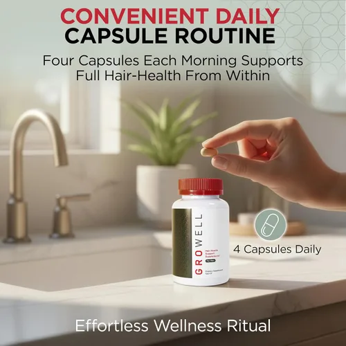 Miniatura 5 de GroWell Suplementos para el crecimiento del cabello para hombres – Clínicamente probados para una cobertura visiblemente más gruesa del cabello