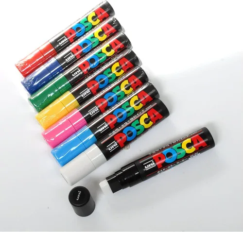 Miniatura 2 de Mitsubishi Pencil Posca PC17K.2 - Bolígrafo a base de agua, extra grueso, núcleo cuadrado, amarillo