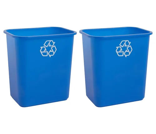 United Solutions Papelera de reciclaje de 7 galones / 28 cuartos de galón, se adapta debajo del escritorio y espacios pequeños y estrechos en Azul