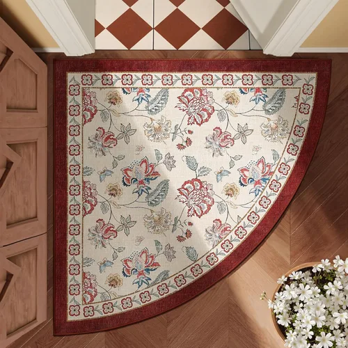 Miniatura 145 de Jinchan Fiora - Alfombra redonda de 8 pies, alfombras vintage con diseño floral envejecido, lavable a máquina, antideslizante, de pelo bajo, Azul