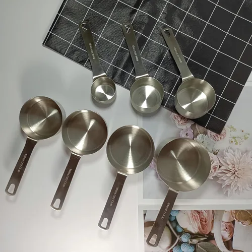 Miniatura 5 de Juego de Tazas Medidoras Hotsyang, Tazas Medidoras de Acero Inoxidable 18/8 para Seco y Líquido, Tazas de Medición de Metal con Tabla de Conversión