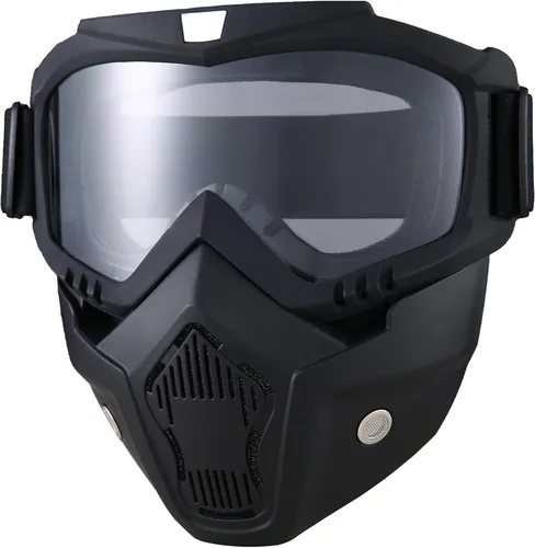 Gafas de montar para casco de motocicleta con máscara facial extraíble, máscara vintage de lucha de balas para motocross, máscara de paintball