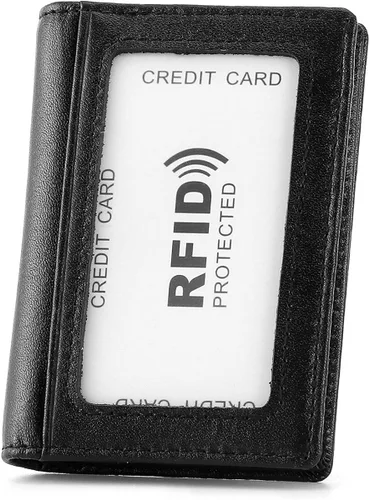 Miniatura 8 de HAWEE - Cartera de bolsillo frontal para hombre, cuero auténtico RFID