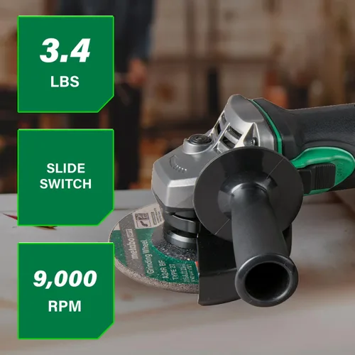 Miniatura 2 de Metabo HPT Kit de amoladora angular de potencia con interruptor deslizante multivoltios de 18 V, herramienta eléctrica de motor de alto par