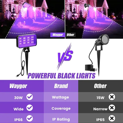 Miniatura 2 de Foco de luz negra de 30 W para exteriores, LED de alta potencia, luces negras para exteriores, IP66, impermeable, luz negra, 395 nm, luces