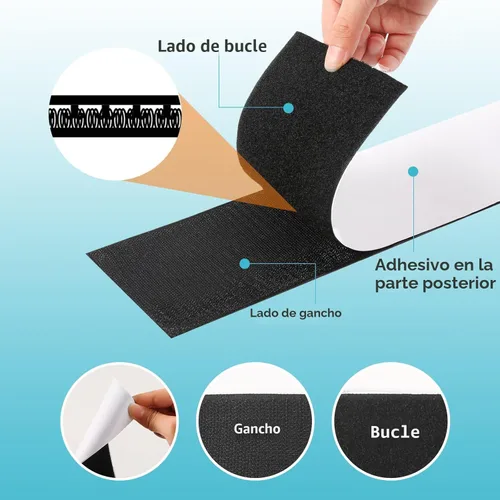 Miniatura 3 de Cinta de gancho y bucle negra resistente de 4.4'' × 16.5 pies, evita que los cojines del sofá se deslicen o se vuelen en exteriores, para colgar