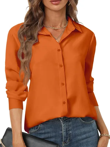 Miniatura 29 de Camisas de manga larga con botones para mujer, básicas, clásicas, suaves, con cuello a la moda, elegantes y casuales
