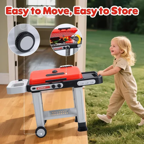 Miniatura 14 de CUTE STONE Juguetes de Parrilla de Barbacoa para Niños, Alimentos de Juego que Cambian de Color, Efectos de Sonido y Luz Chisporroteantes, Efectos