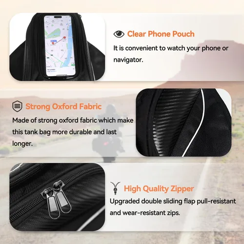 Miniatura 5 de Bolsa Dracarys para tanque de motocicleta - Bolsa Oxford negra para motocicleta con fuerte imán para Honda, Yamaha, Suzuki, Kawasaki, Harley