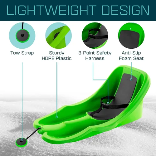 Miniatura 5 de Gizmo Riders Baby Rider, Toddler Sled - 3-Point Harness, Anti-Slip Seat, Retractable Tow Strap, Durable Plastic, Ideal for 6 Months to 3 Years
