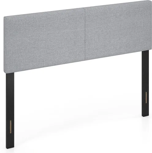 Miniatura 24 de Giantex Cabecero tapizado de lino para marco de cama Full y Queen, cabecero capitonado con botones de ancho ajustable solamente con patas de madera