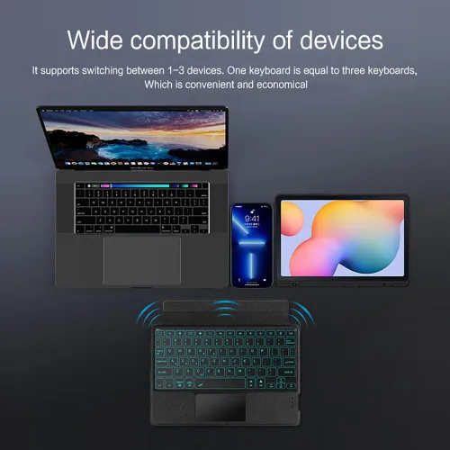 Miniatura 7 de Funda de teclado para Samsung Galaxy Tab S6 Lite de 10.4 pulgadas 2024/2022/2020 con panel táctil, retroiluminación inteligente de 7 colores, funda