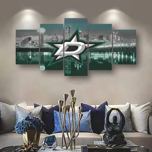 Miniatura 5 de Póster de estrellas de Dallas para hockey sobre hielo, lienzo deportivo, impresión de arte de pared, decoración del hogar, marco grande, listo