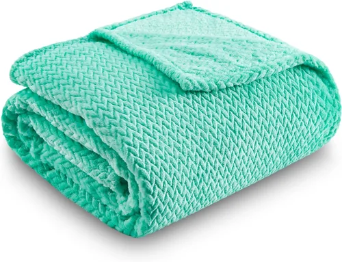 Miniatura 9 de NEWCOSPLAY Manta de Tiro Súper Suave Aqua Franela Sedosa Premium Fleece con Patrón de Hojas Ligera Manta de Cama para Uso en Todas las Estaciones