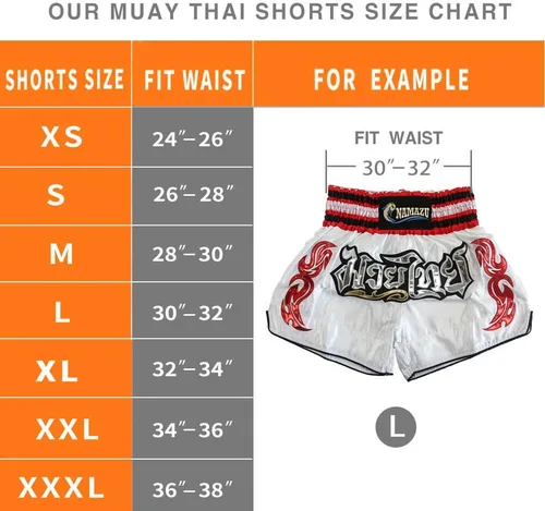 Miniatura 18 de NAMAZU Pantalones cortos Muay Thai para hombres y mujeres, pantalones cortos de kickboxing de alta calidad para gimnasio y boxeo.