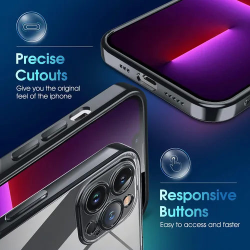 Miniatura 4 de Supdeal Funda transparente para iPhone 13 Pro, no amarillea, protección de cámara, probada en caídas de grado militar, transparente, a prueba