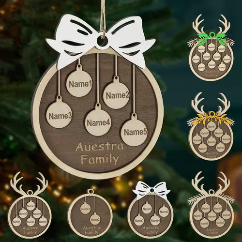 Miniatura 38 de Adornos de Navidad personalizados, familia de 1 nombre, adornos de Navidad de madera personalizados, decoración personalizada, decoración de árbol