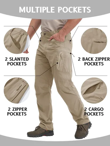 Miniatura 27 de TACVASEN Pantalones tácticos ligeros para senderismo, impermeables, de secado rápido, para trabajo, lluvia, exteriores, 8 bolsillos