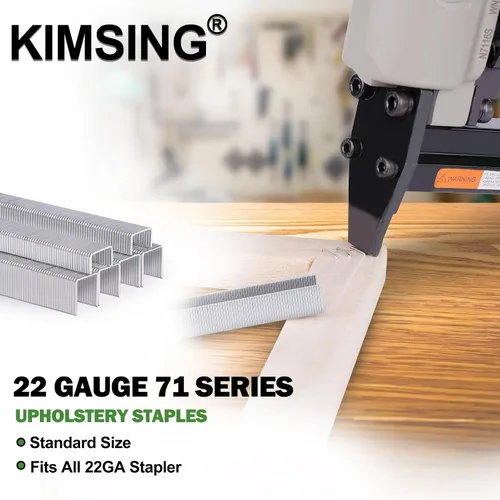 Miniatura 6 de Kimsing - Grapas de tapicería galvanizadas calibre 22, serie 71, corona de 3/8 pulgadas de longitud de la pierna, 10,000 grapas de alambre fino