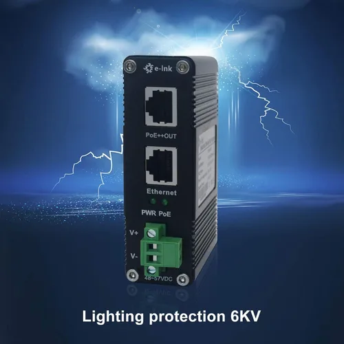 Miniatura 3 de E-link Inyector industrial Gigabit PoE++ 48V DC PoE++ 95W hasta 328.1 ft Salida Montaje en carril DIN endurecido Adaptador PoE de alta potencia