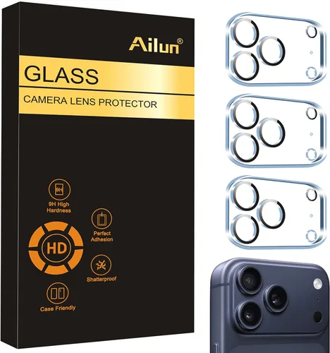 Ailun Paquete de 3 protectores de lente de cámara para iPhone 17 Pro Max, vidrio templado, dureza 9H, Ultra HD, antiarañazos, compatible con fundas,