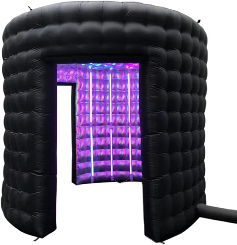 Miniatura 8 de Cabina de fotos LED inflable redonda de 10 pies de diámetro con 24 tubos de luz LED y soplador de aire inflable para cabina de fotos para bodas