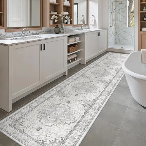 Miniatura 762 de Madane Tapete lavable de 2 x 10 pies para pasillo, cocina, recibidor, clásico, suave, antideslizante para interiores, casa de campo, baño, sala