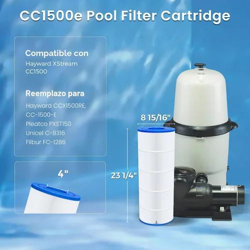 Miniatura 2 de Future Way Cartucho de filtro de piscina CC1500e de repuesto para Hayward XStream CC1500, reemplazo de Hayward CCX1500RE, Pleatco PXST150, Unicel