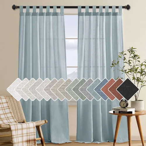 Miniatura 34 de H.VERSAILTEX Cortinas aireadas mezcladas de lino natural con pestaña superior para sala de estar, decoración del hogar, material suave y rico que