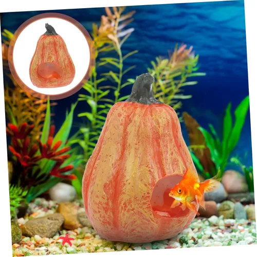 Miniatura 3 de Decoración de acuario de calabaza de resina, decoración de acuario de Halloween, forma de calabaza, cueva, pecera, seguro, agujero oculto, cosecha