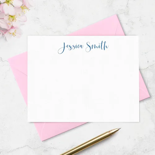 Miniatura 2 de Juego de tarjetas y sobres personalizados con nombre en fuente script para mujeres, elija colores de tinta y sobre Fairmont & Grove Paper Co.