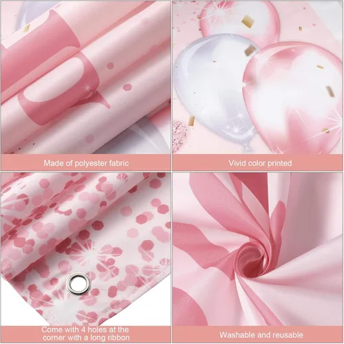 Miniatura 3 de Tatuo Decoración de fiesta de cumpleaños rosa y oro rosa, suministros de decoración de fiesta de cumpleaños para mujeres, pancarta con purpurina