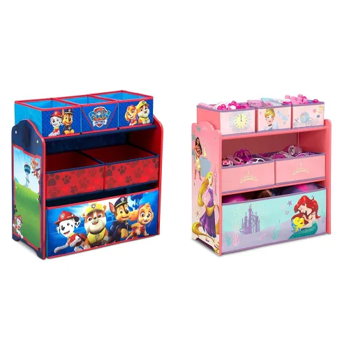 Delta Children Organizador de juguetes para diseño y almacenamiento de 6 compartimientos, certificado Greenguard Gold, Nick Jr. PAW Patrol & Design