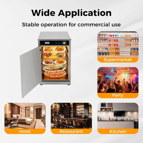 Miniatura 6 de Calentador de alimentos de caja caliente, horno eléctrico de calentamiento comercial de 5 estantes, armario de sujeción con calefacción de encimera