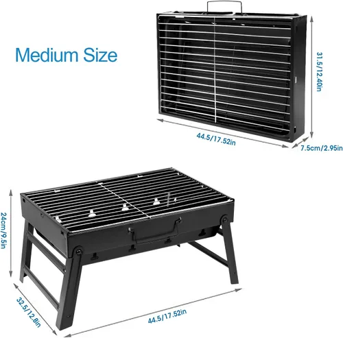 Miniatura 4 de Barbecue Grill, Charcoal Grill Folding Portable Lightweight Barbecue Grill Tools for Outdoor Grilling Cooking Camping Hiking Picnics Tailgating
