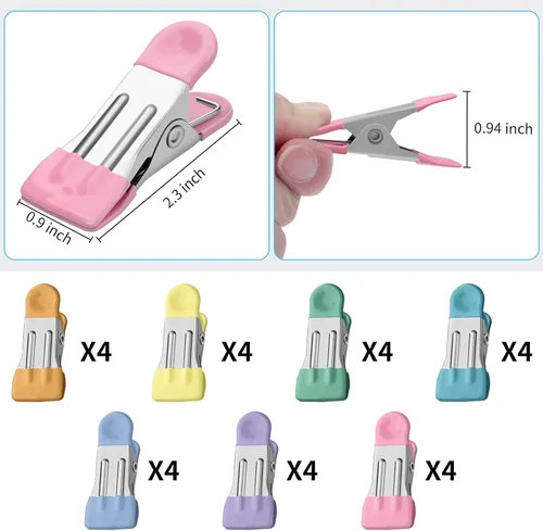 Miniatura 2 de Tinfol Alfileres de ropa, paquete de 28 alfileres para colgar ropa, clips de chips de colores, clip de suspensión resistente al aire libre, mini
