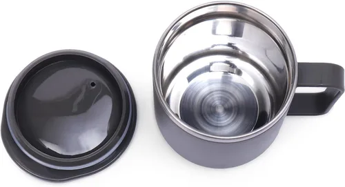 Miniatura 4 de ATCUSA Taza interior de acero inoxidable de 10 onzas con asa, taza de viaje al vacío de doble pared, taza con tapa, fabricada en la India, acabado