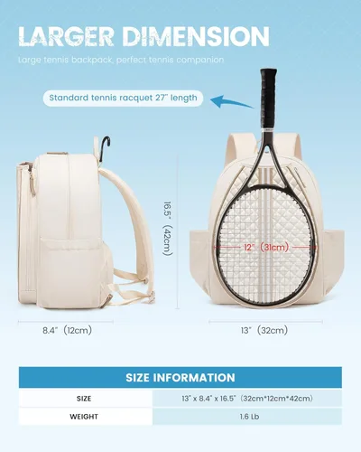 Miniatura 3 de Mochila de tenis Sucipi, mochila de tenis acolchada con bandolera cruzada, bolsas para raquetas de tenis resistentes al agua para mujeres y hombres