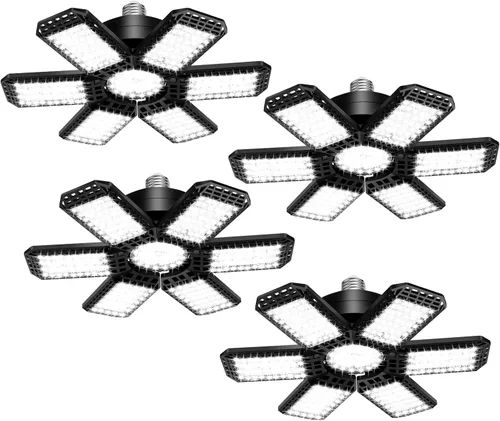 Miniatura 9 de AUDLES - Paquete de 1 luz de garaje, 200 W, 20000 lm, 6500 K, luces LED para taller, luces de techo LED para garaje con 6+1 paneles deformables