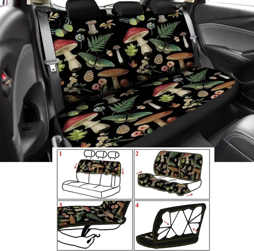 Miniatura 4 de 17 piezas de fundas de asiento de coche con diseño de hongos, accesorios completos para automóviles para mujeres y hombres, protector de asiento