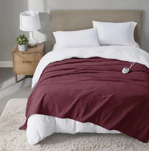Miniatura 10 de Serta - Manta de forro polar ultrasuave Travis con textura de nervaduras trilobulares, manta eléctrica; cómoda, agradable y abriga y protege