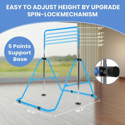 Miniatura 3 de Gymanstics - Barras para el hogar con anillos para niños y niñas, juego de regalo de entrenamiento de gimnasia, barra de entrenamiento plegable