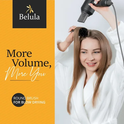 Miniatura 2 de Belula Cepillo redondo de cerdas de jabalí 100% suaves para secado por soplado. Cepillo redondo para el pelo con barril de madera grande de 2.4