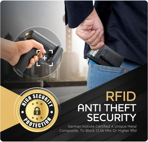 Miniatura 60 de Billetera de cuero con clip para dinero, bolsillo frontal delgado, bloqueo RFID con imán súper fuerte