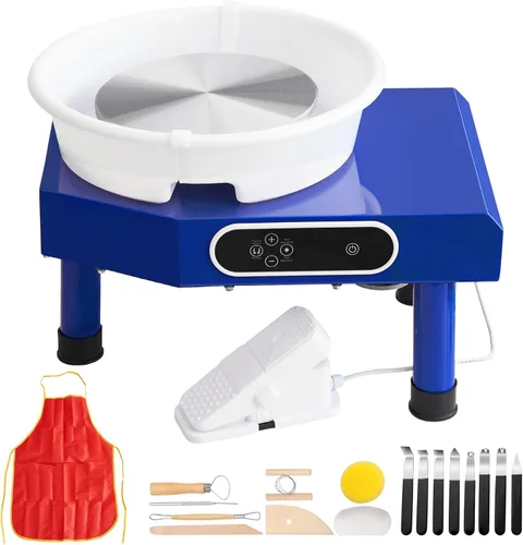 Miniatura 11 de VEVOR Rueda de Alfarería de 11 pulgadas para Adultos Principiantes, Máquina Formadora de Rueda Cerámica de 450W con Pantalla Táctil LCD, Mango