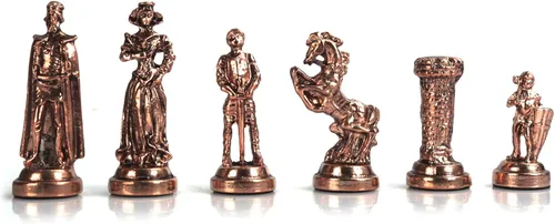 Miniatura 5 de Juego de ajedrez medieval de metal de cobre antiguo del ejército británico para adultos, piezas hechas a mano y diseño de mosaico, tablero