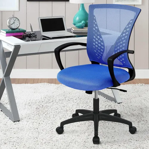 Miniatura 8 de Silla de oficina ergonómica para escritorio, silla de malla con soporte lumbar y apoyabrazos de altura ajustable, silla ejecutiva para mujeres