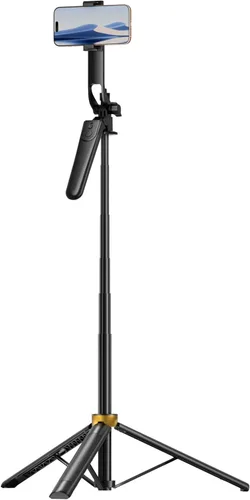 Miniatura 10 de Trípode de teléfono de 72 pulgadas, trípode para iPhone con control remoto inalámbrico, palo selfie portátil para iPhone, transmisión en vivo, Negro
