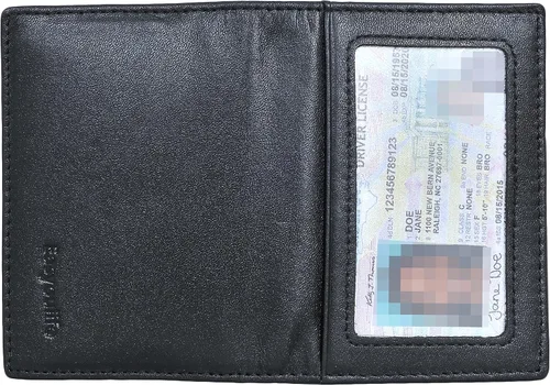 Miniatura 6 de Billetera delgada de cuero auténtico con bolsillo frontal, espacio para identificación y tarjetero con tecnología RFID